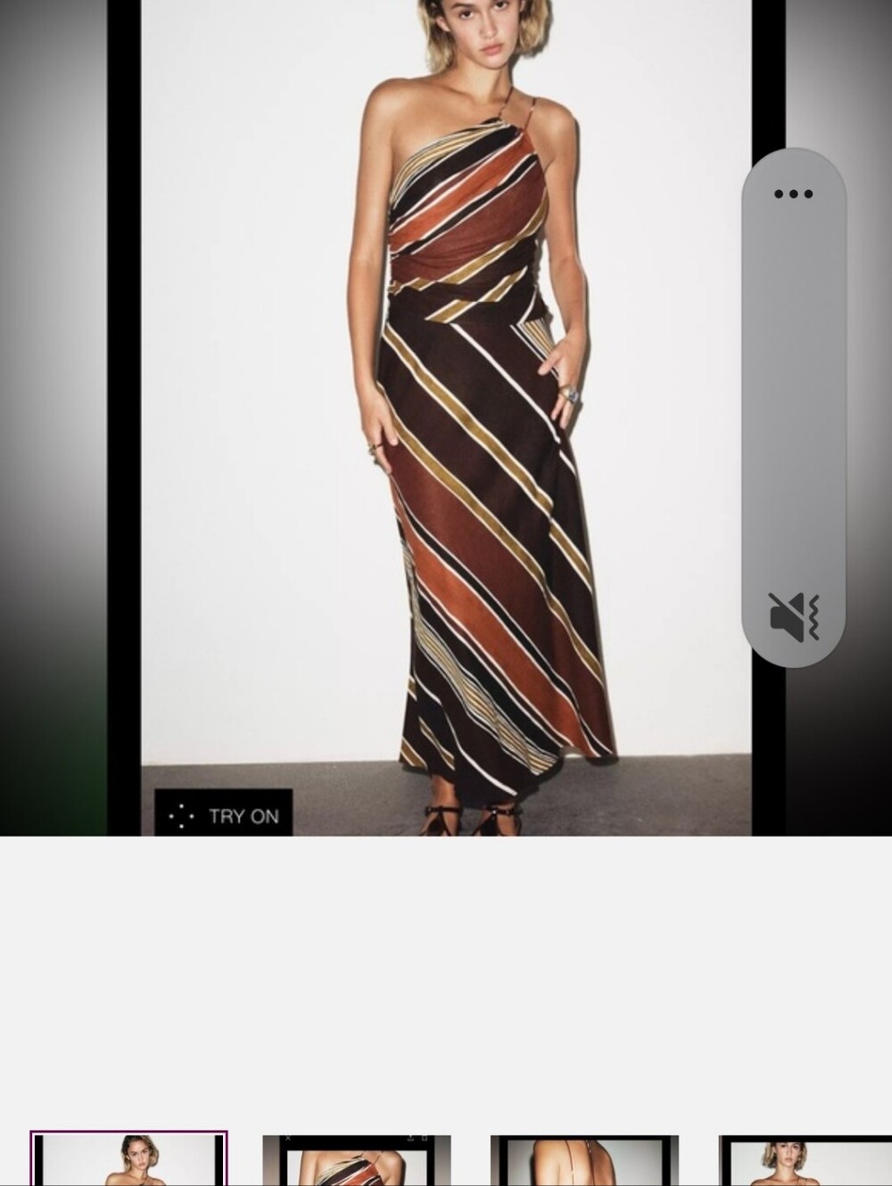 One-Shoulder Striped Midi Dress in Brown and Rust - Picture 10 of 10